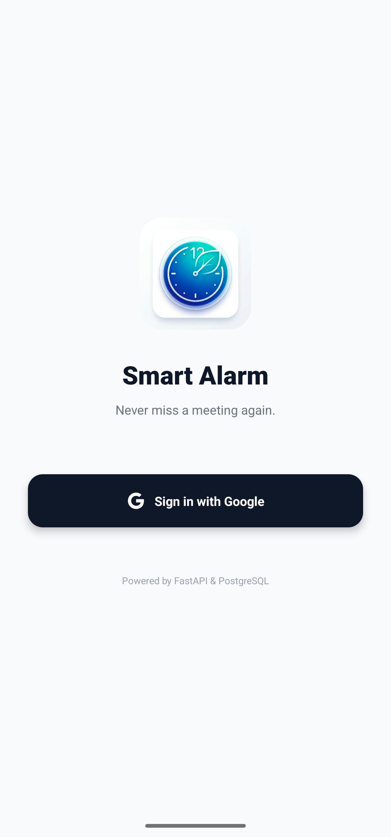 Smart Alarm Login Screen